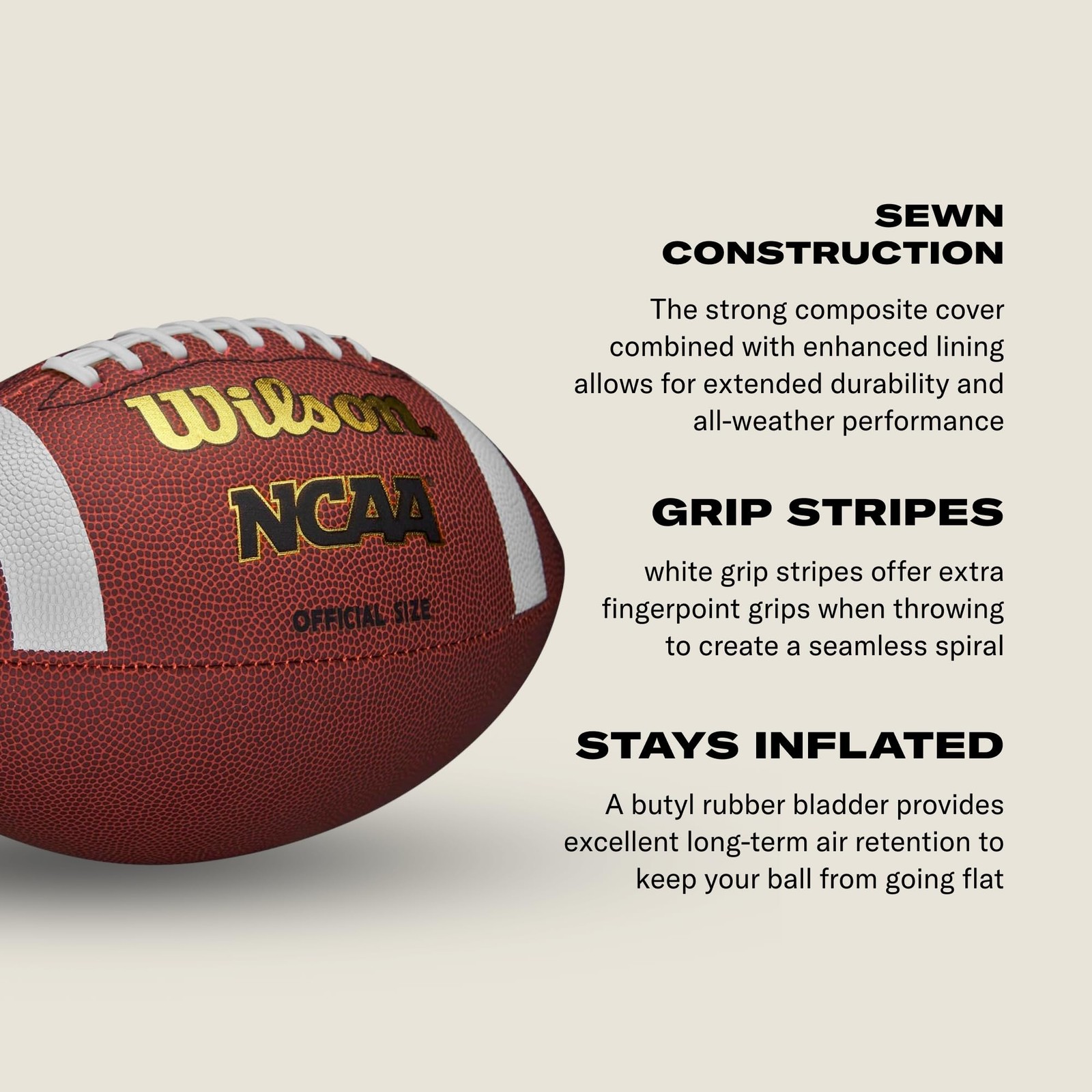 Wilson Ncaa Composite Football – Youth Size Brown Wtf1662B