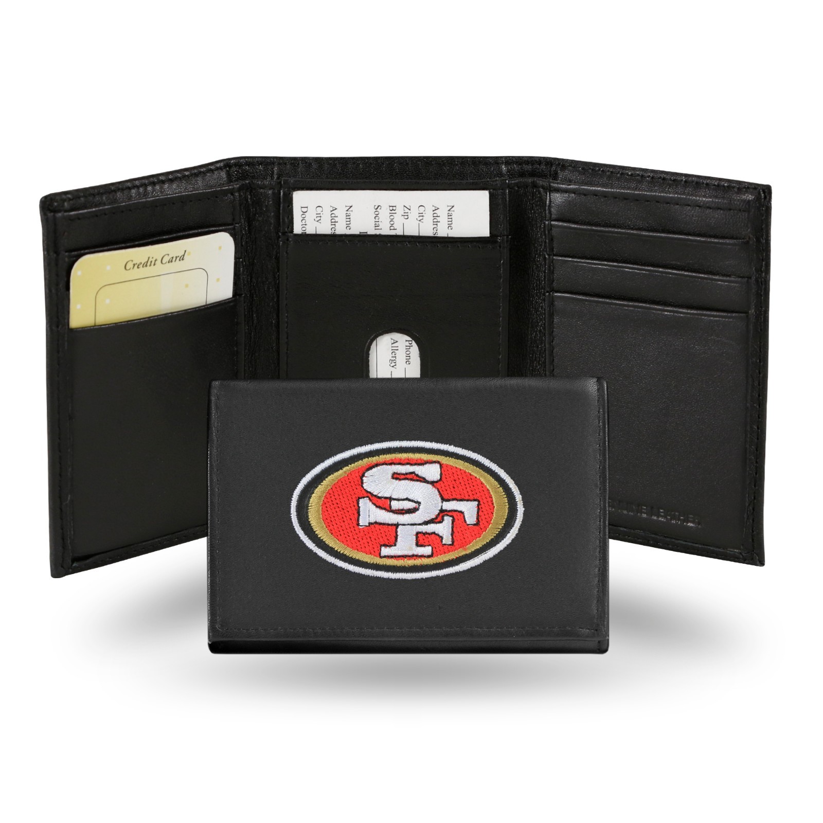 San Francisco 49ers NFL Team Logo Embroidered Leather TRIFOLD Wallet