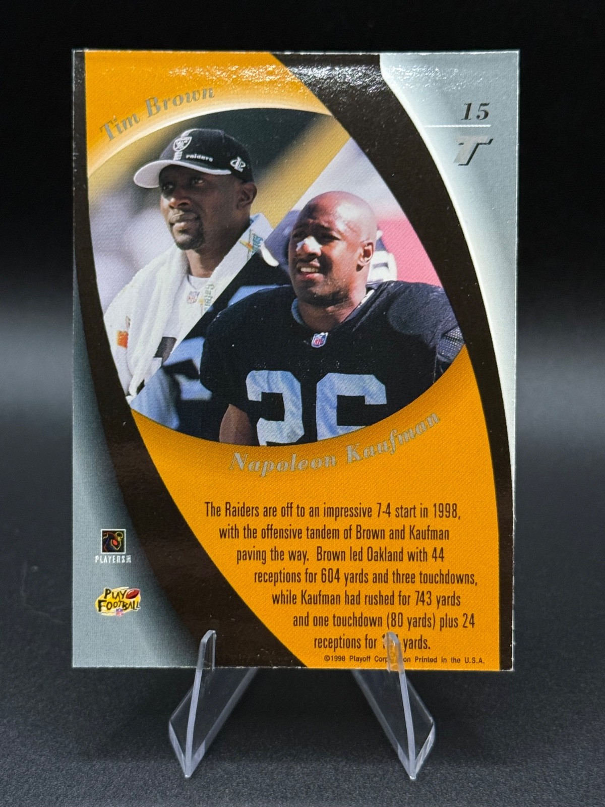 1998 Playoff Contenders- Touchdown Tandems Tim Brown, Napoleon Kaufman #15T NG1