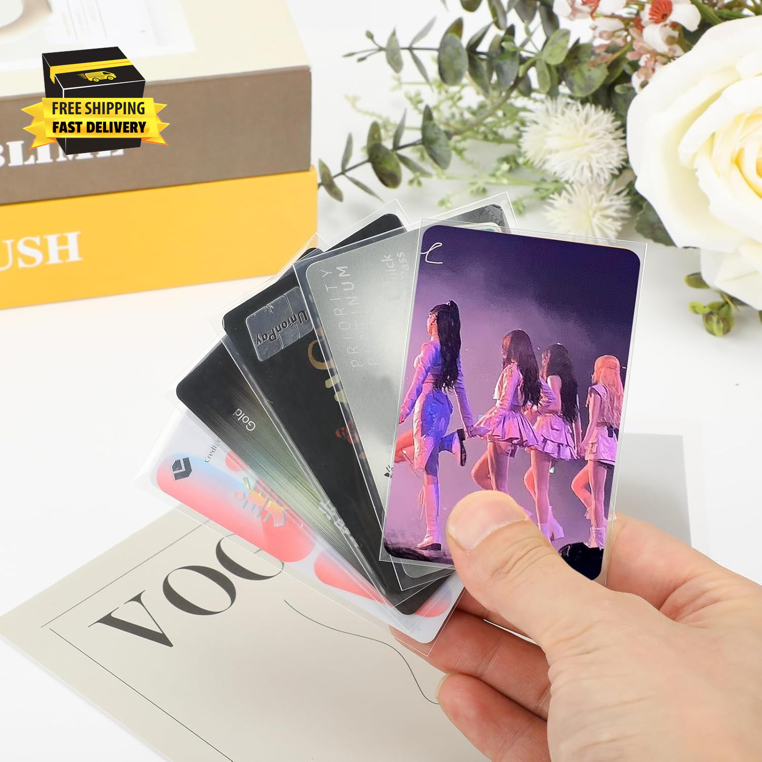 100 Pcs Photocard Sleeves, 57X88Mm Ultra Clear and Thick Sleeves Idol Photo Card