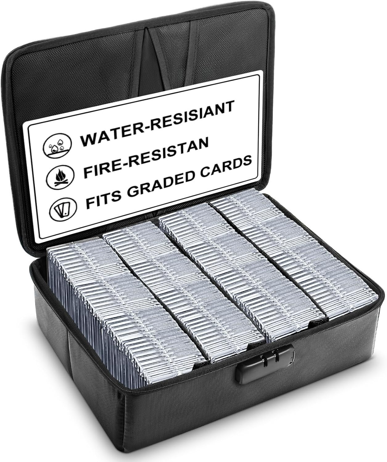 102+ 4 Row Graded Card Storage Box with Combination Lock, Waterproof and 5200…