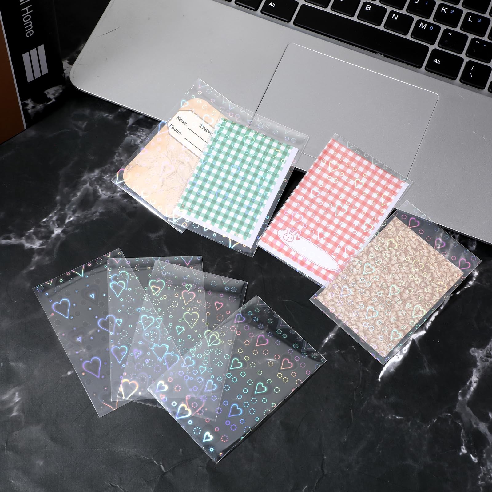 100 Pcs Photocard Sleeves Love HeartShape Laser Flashing Card Sleeves Trading…