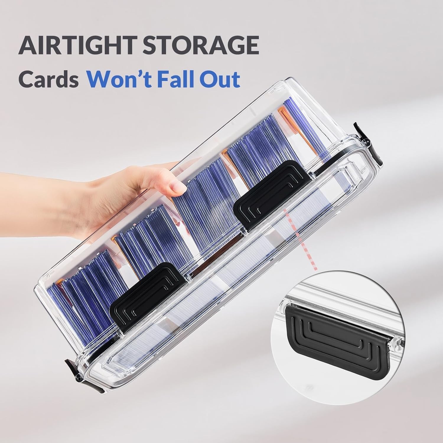 Large Capacity Clear Plastic Trading Card Storage Box with Dividers – 2 Pack