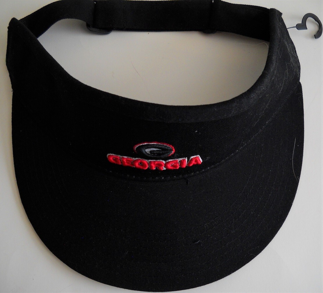 GEORGIA BULLDOGS UNISEX ADULT ADJUSTABLE VISOR CAP HAT W/ STITCHED G, STATE NAME