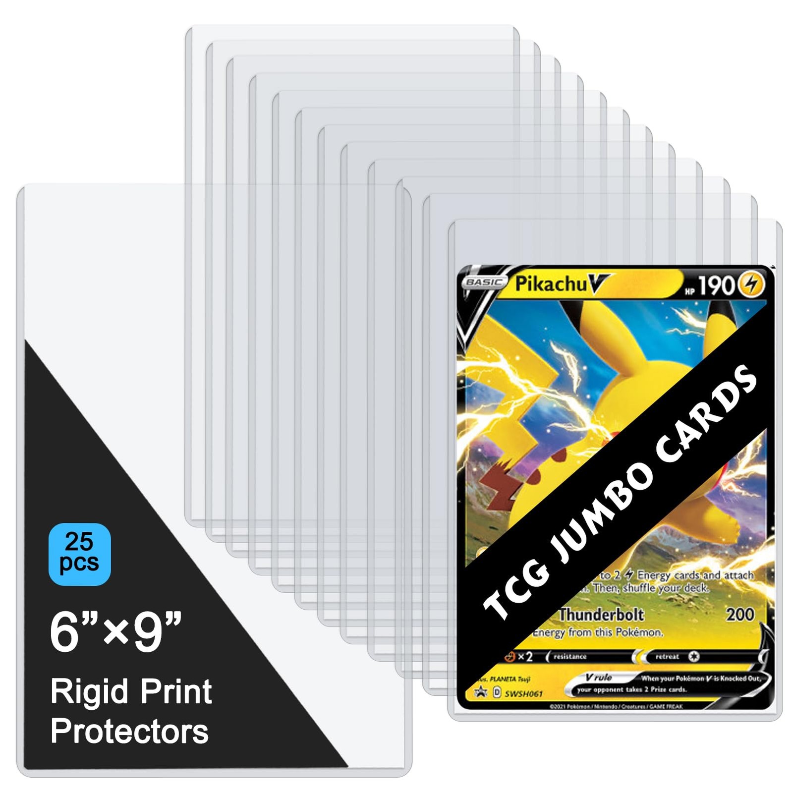 25PCS 6″ x 9″ Jumbo Card Sleeves, Rigid Print Protectors Clear Hard Plastic L…