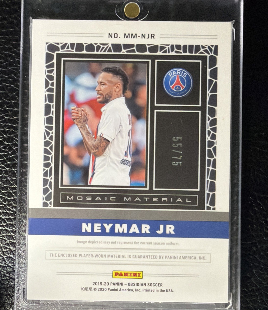 2019-20 Panini Obsidian Mosaic Materials Purple Triple /75 Neymar PSG #MM-NJR