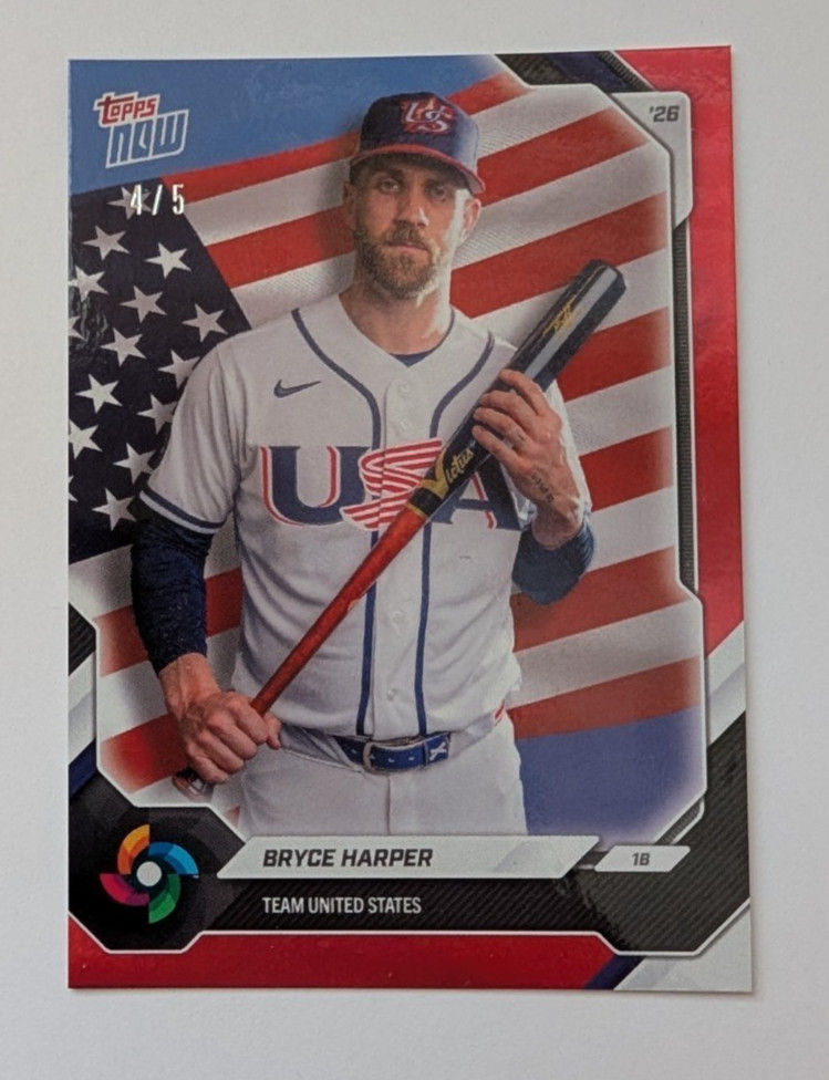 Bryce Harper WBC Red Foil /5 – 2026 Topps Now SSP – Team USA – Phillies #USA11