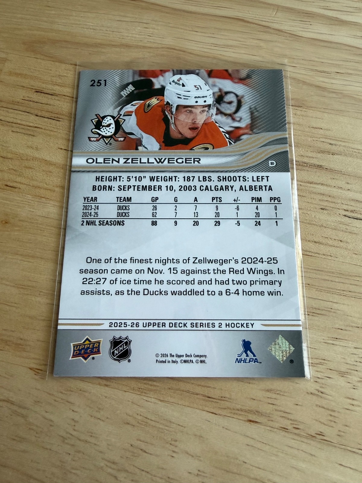 2025-26 Upper Deck Series 2 – Olen Zellweger #251