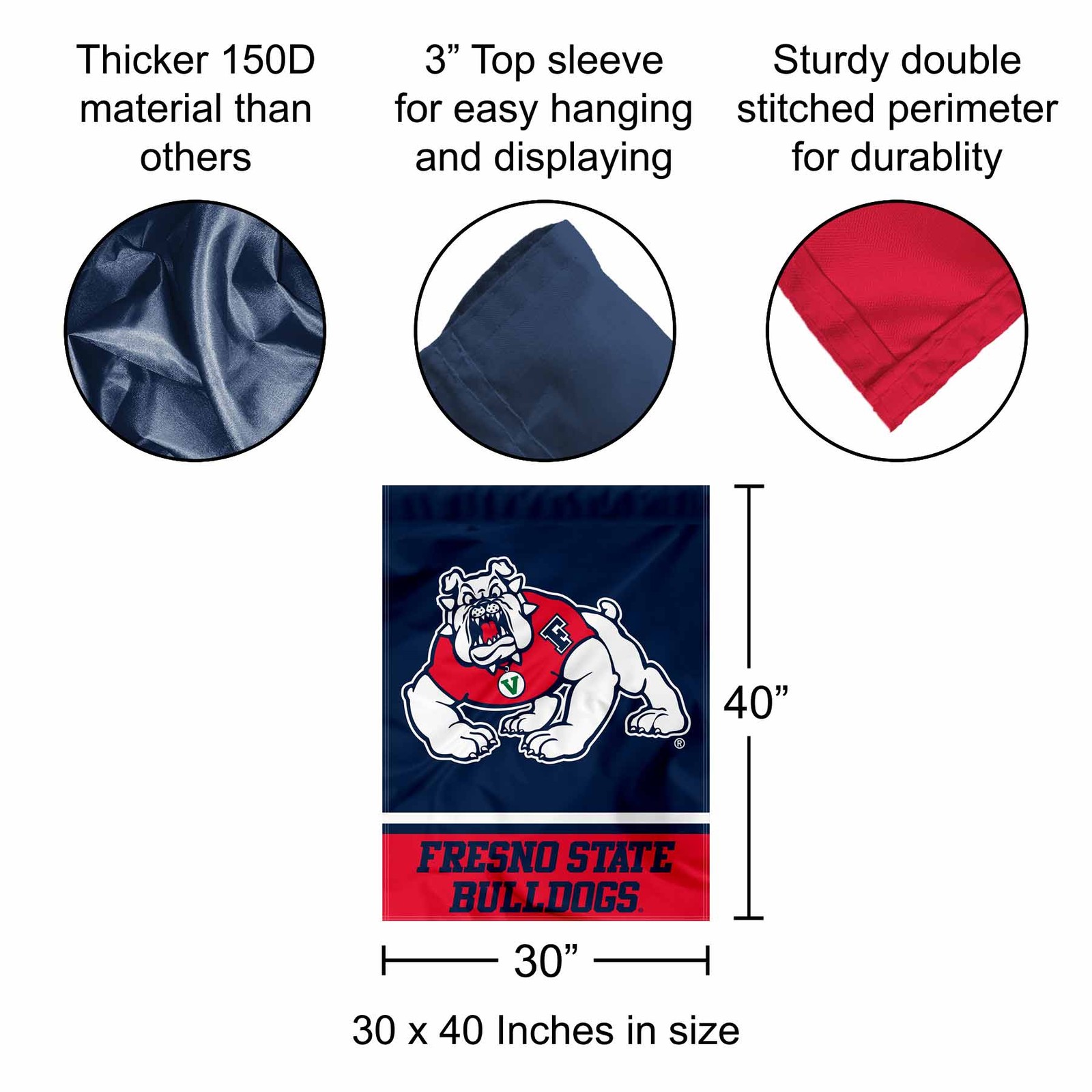 Fresno State Bulldogs Wordmark Logo House Banner Flag