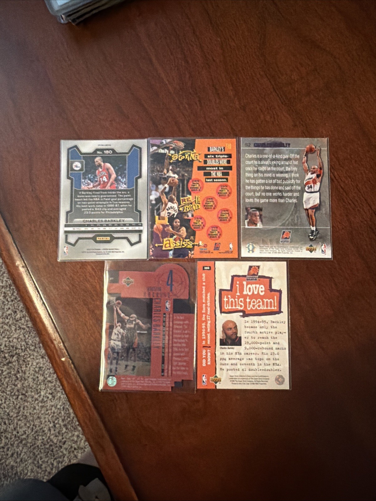 5 Various Charles Barkley Basketball Cards Inserts And Base Cards