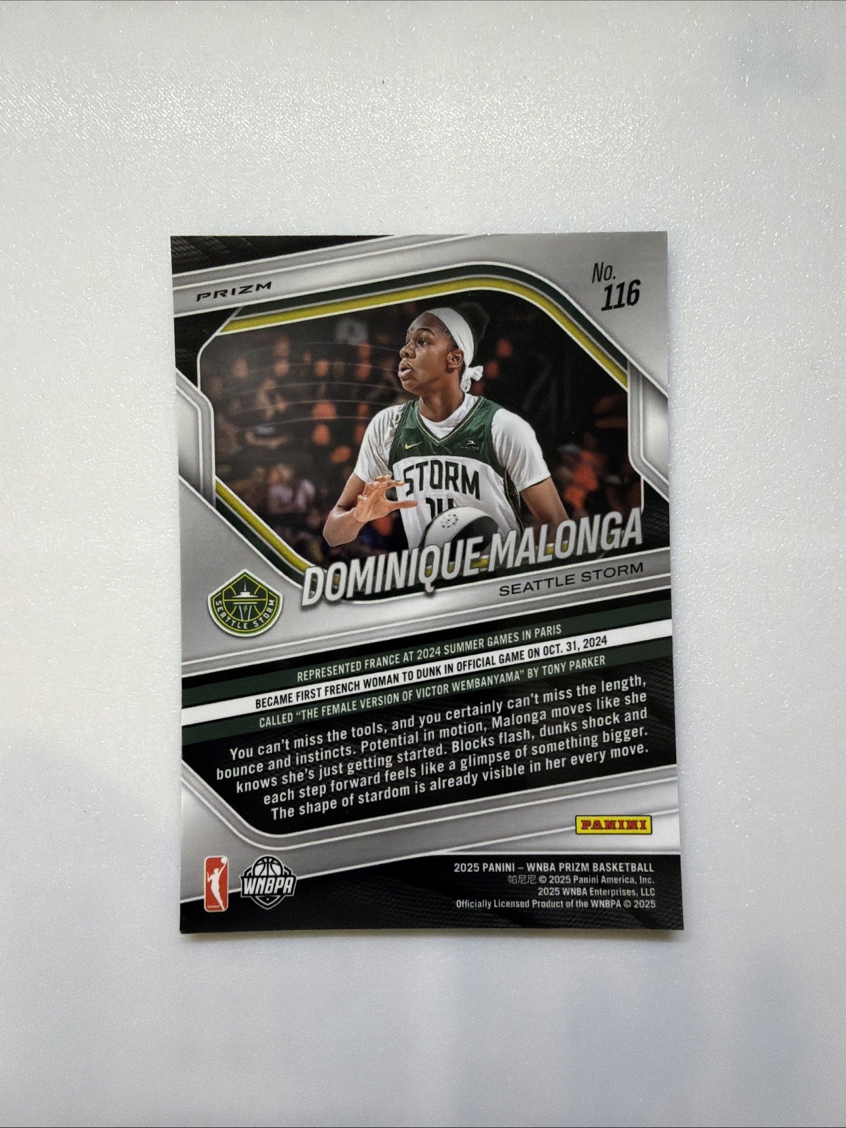 2025 Panini Prizm WNBA #116 Dominique Malonga Green Prizms