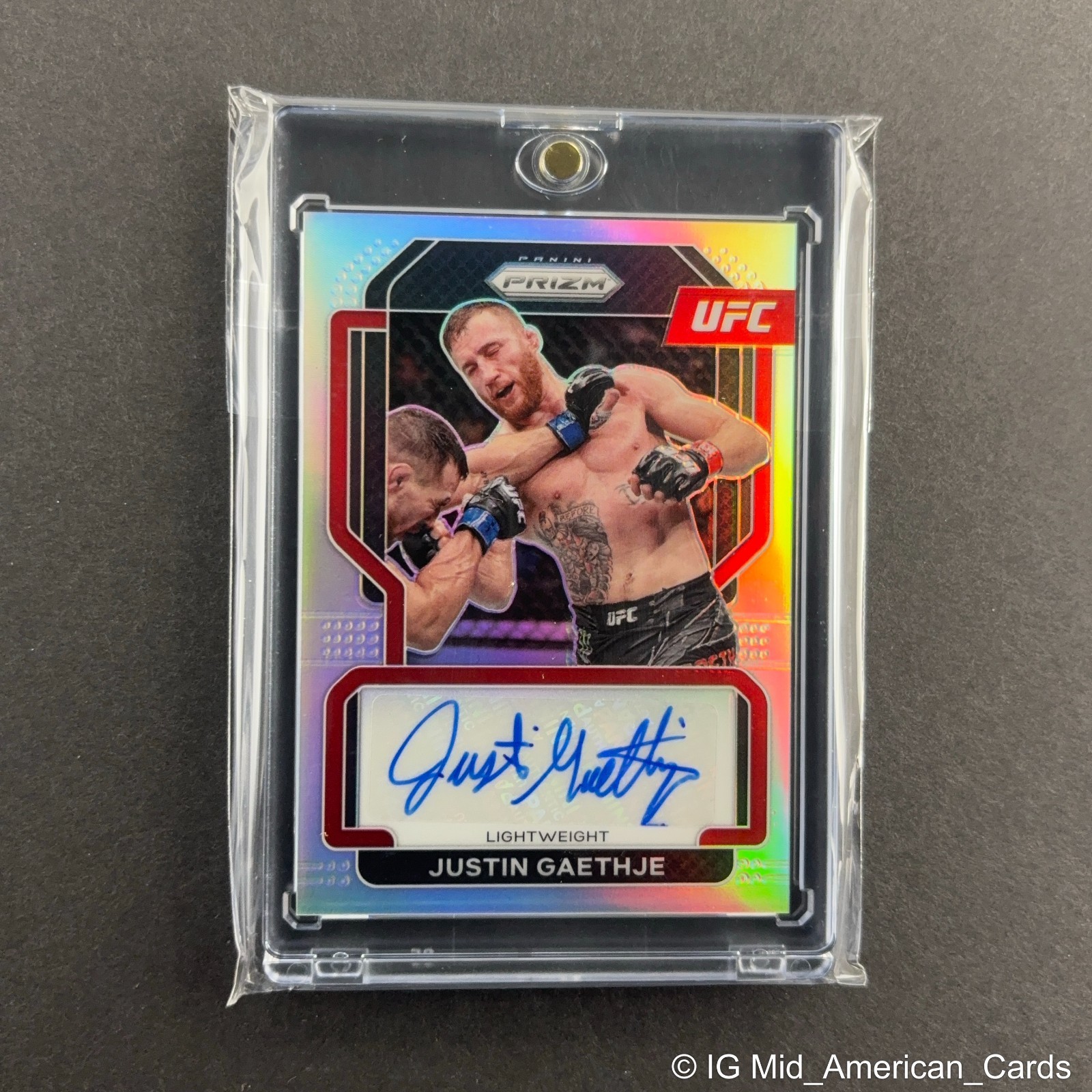 2022 Panini Prizm Justin Gaethje Auto Silver Prizm #SG-JGJ CHAMP