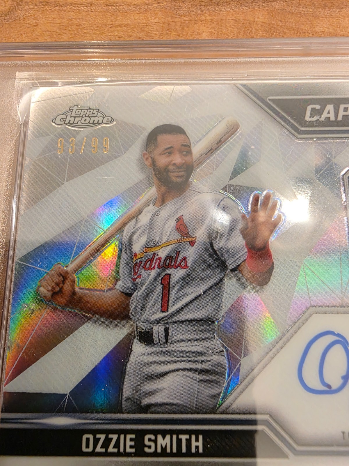 2021 Topps Chrome Ozzie Smith Captains Cloth Relic Auto /99 PSA 9