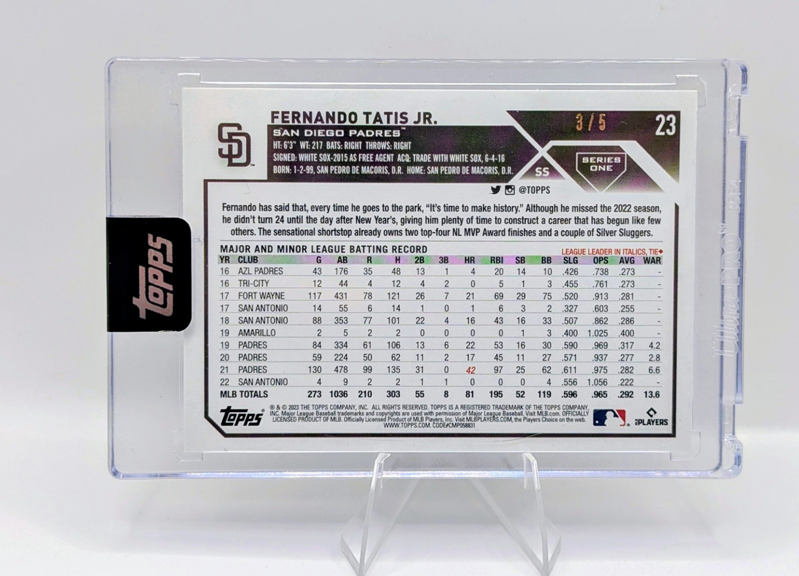 2023 Topps 1st Edition Light Blue Foil /5 SSP – Fernando Tatis Jr – SD Padres