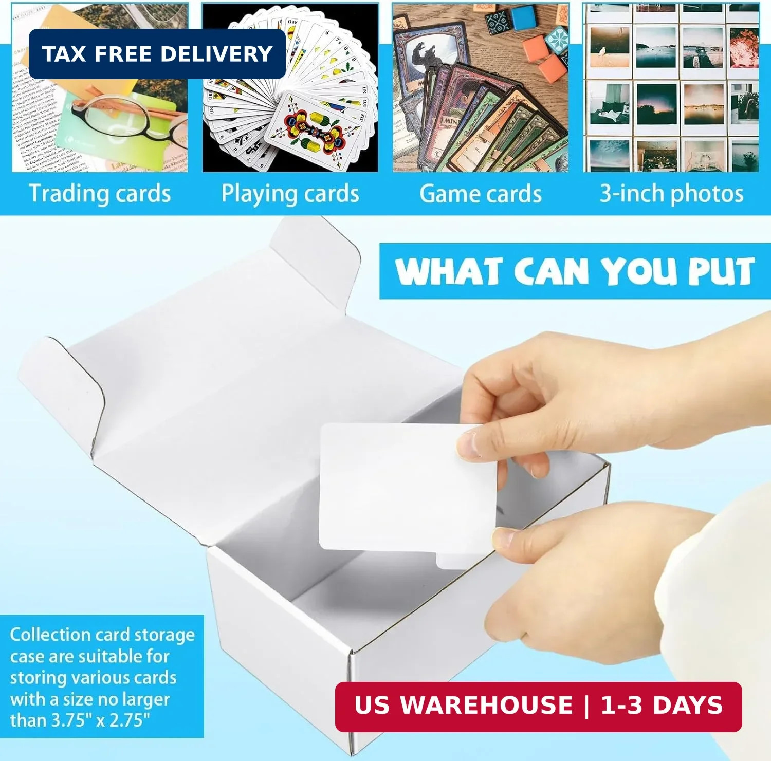 VOKOY Trading Card Storage Box with Dividers, 6 Pack • 400 Count Bulk Card Colle