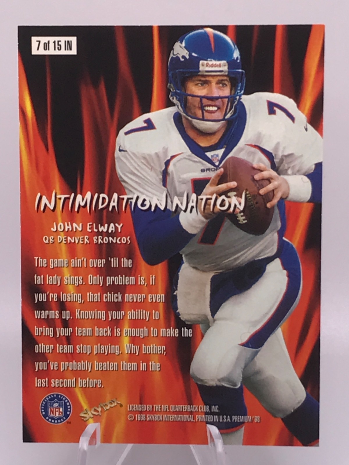 John Elway 1998 SkyBox Premium Intimidation Nation #7IN Denver Broncos 1:360