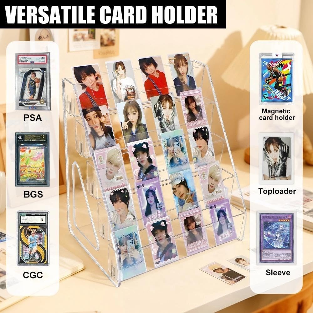 Trading Card Display Stand, 7 Tier Vertical Holder for Baseball Basketball Sport