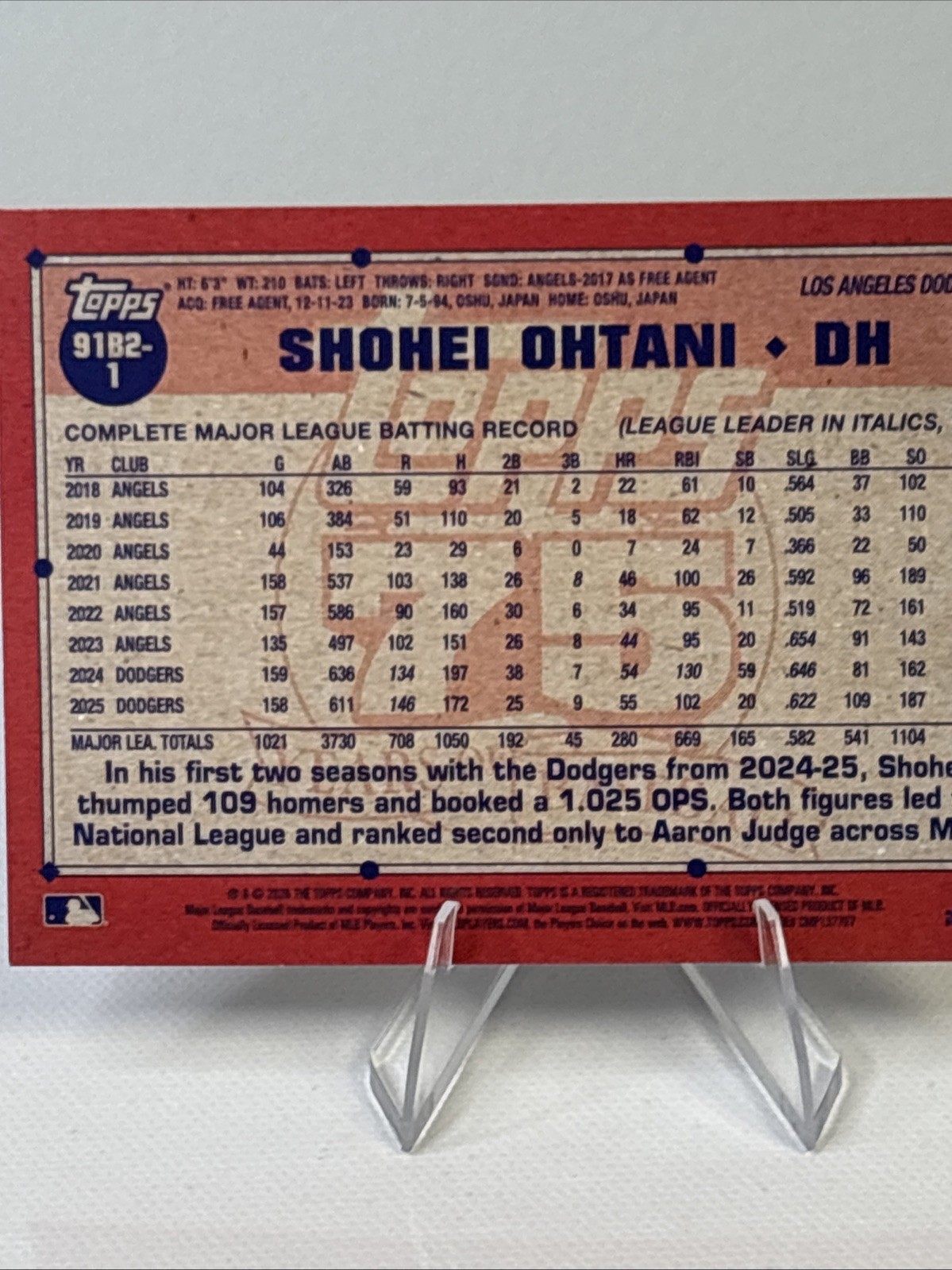 2026 Topps 75 Series 2 Shohei Ohtani Dodgers 1991 Crackle Foil Insert #91B2-1