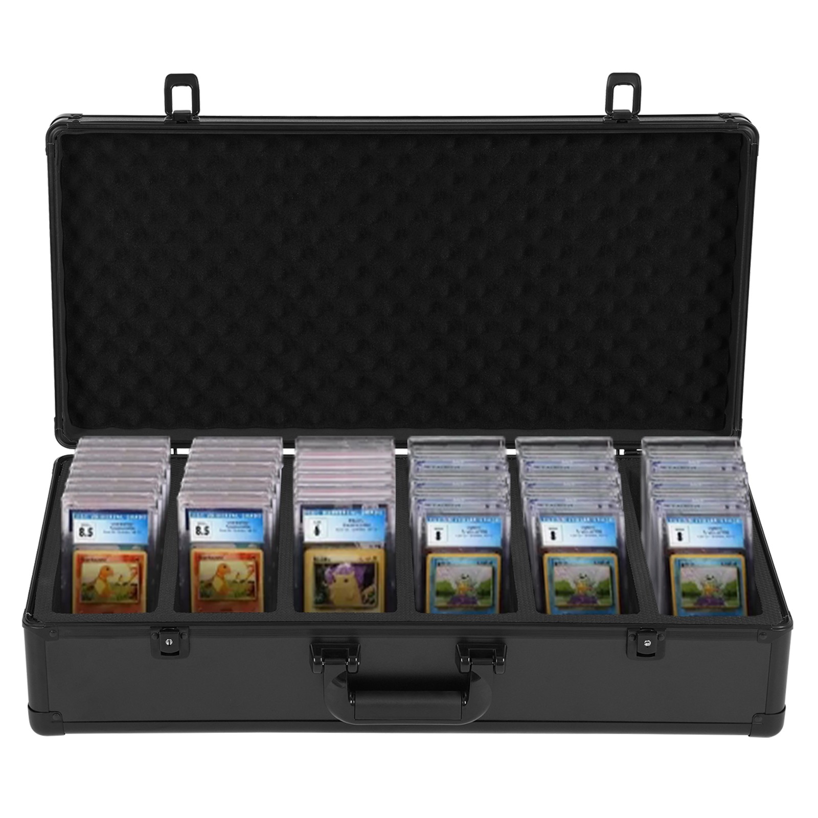 222 PSA Graded Card Storage Box 6 Slots Sports Card Holder Case w/ 2 Keys Lock