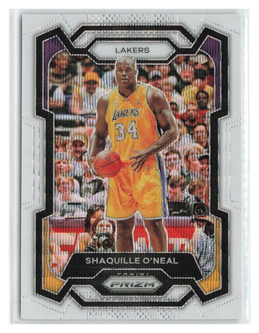 Shaquille O’Neal 2023-24 Panini Prizm White Wave #/38 #181-Los Angeles Lakers