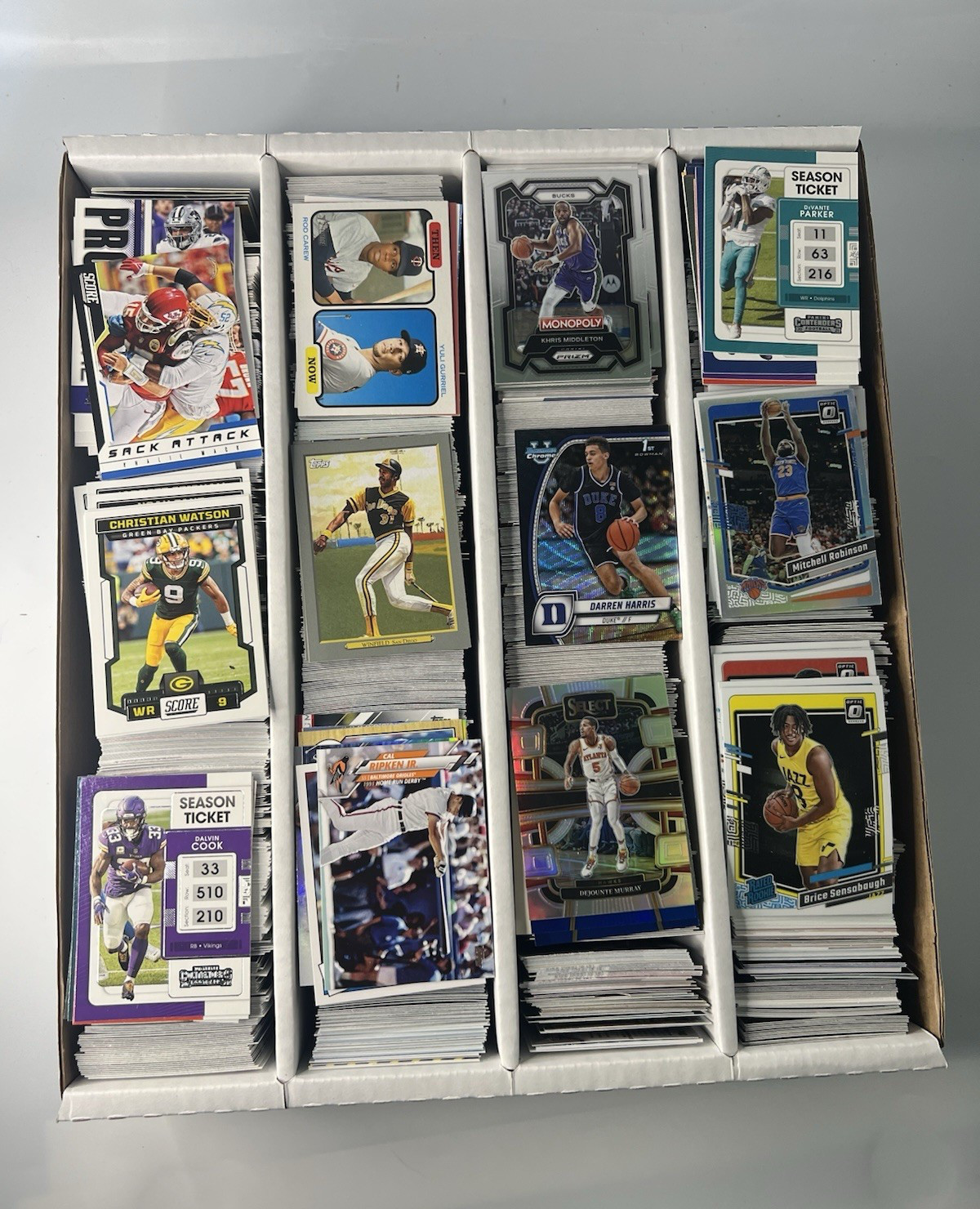3200 Count Box of Multi Sports Card Lot – Commons, Rookies, Minor Stars, Hof’s