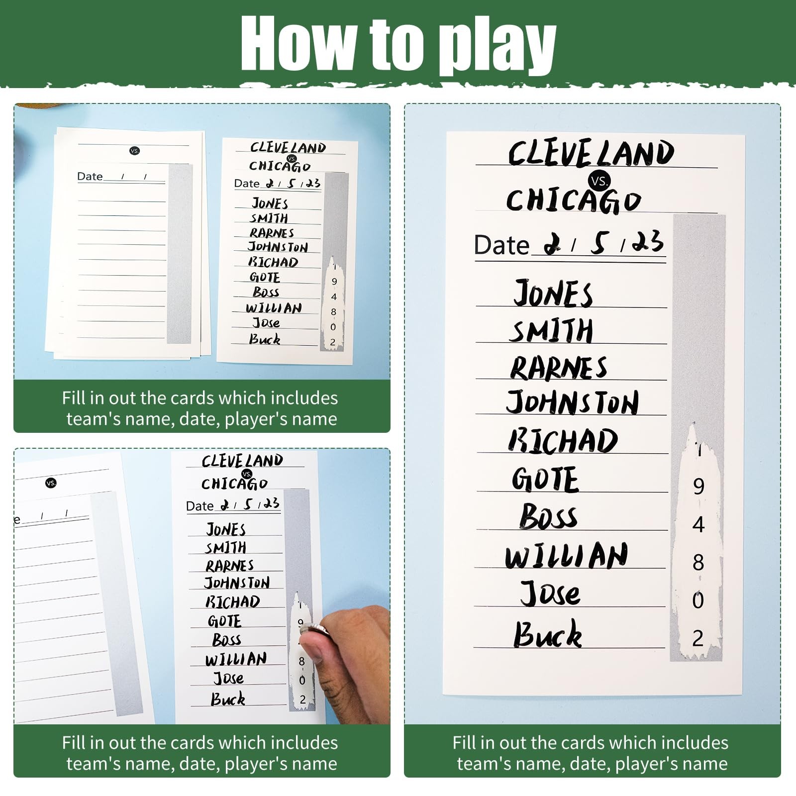 100 Packs 10 Line Football Sports Strip Cards, 100 3.15 x 5.9 inches, 100
