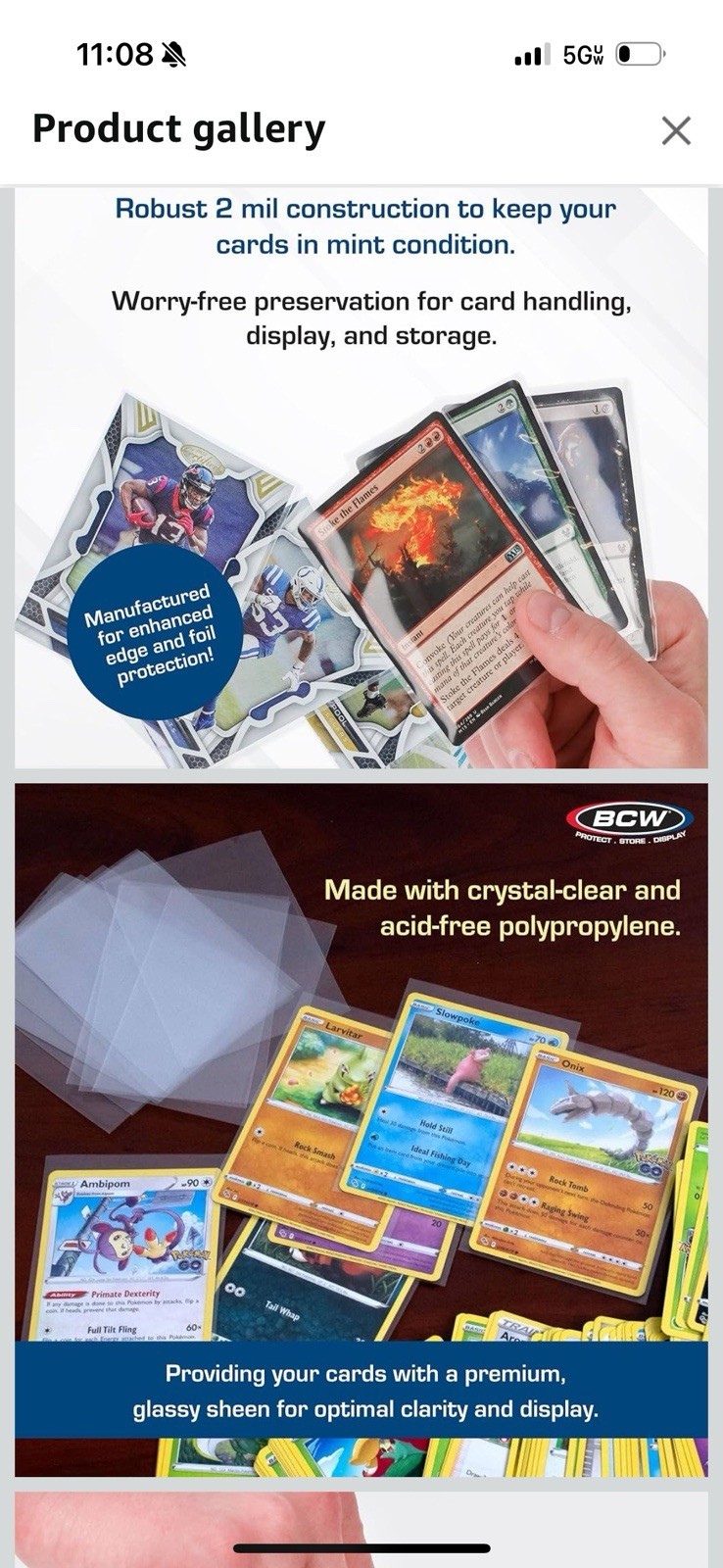 Pokemon Card BCW Standard Soft Penny Card Sleeves 10 Packs Of 100 | 1000 sports