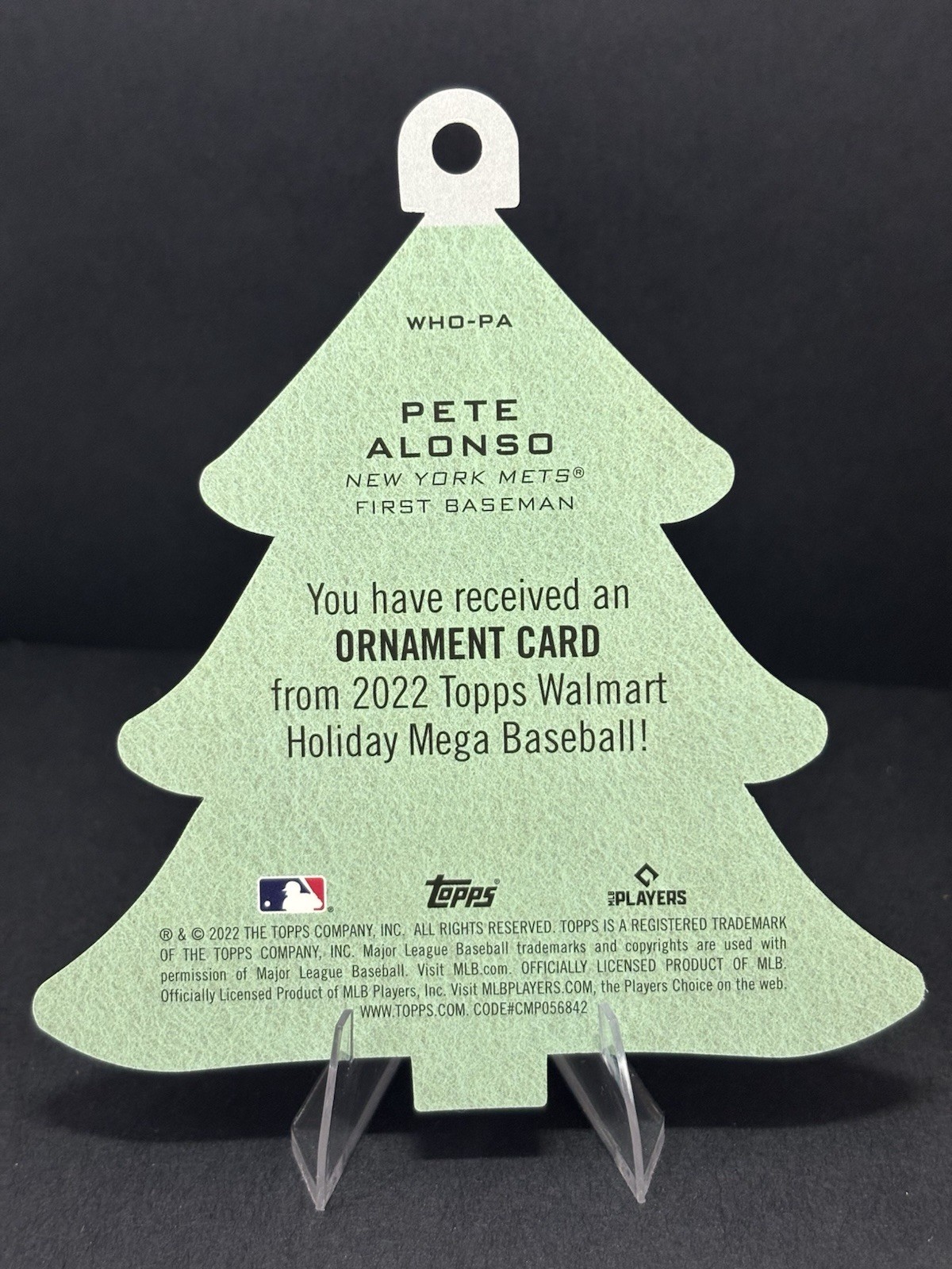 Topps 2022 Walmart Holiday Mega Ornament Insert Pete Alonso #WHO-PA Mets