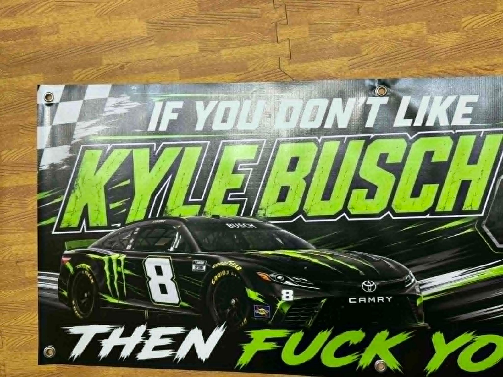 Kyle Busch Monster Energy Banner 48×20 Funny Kyle Busch Racing Banner NASCAR
