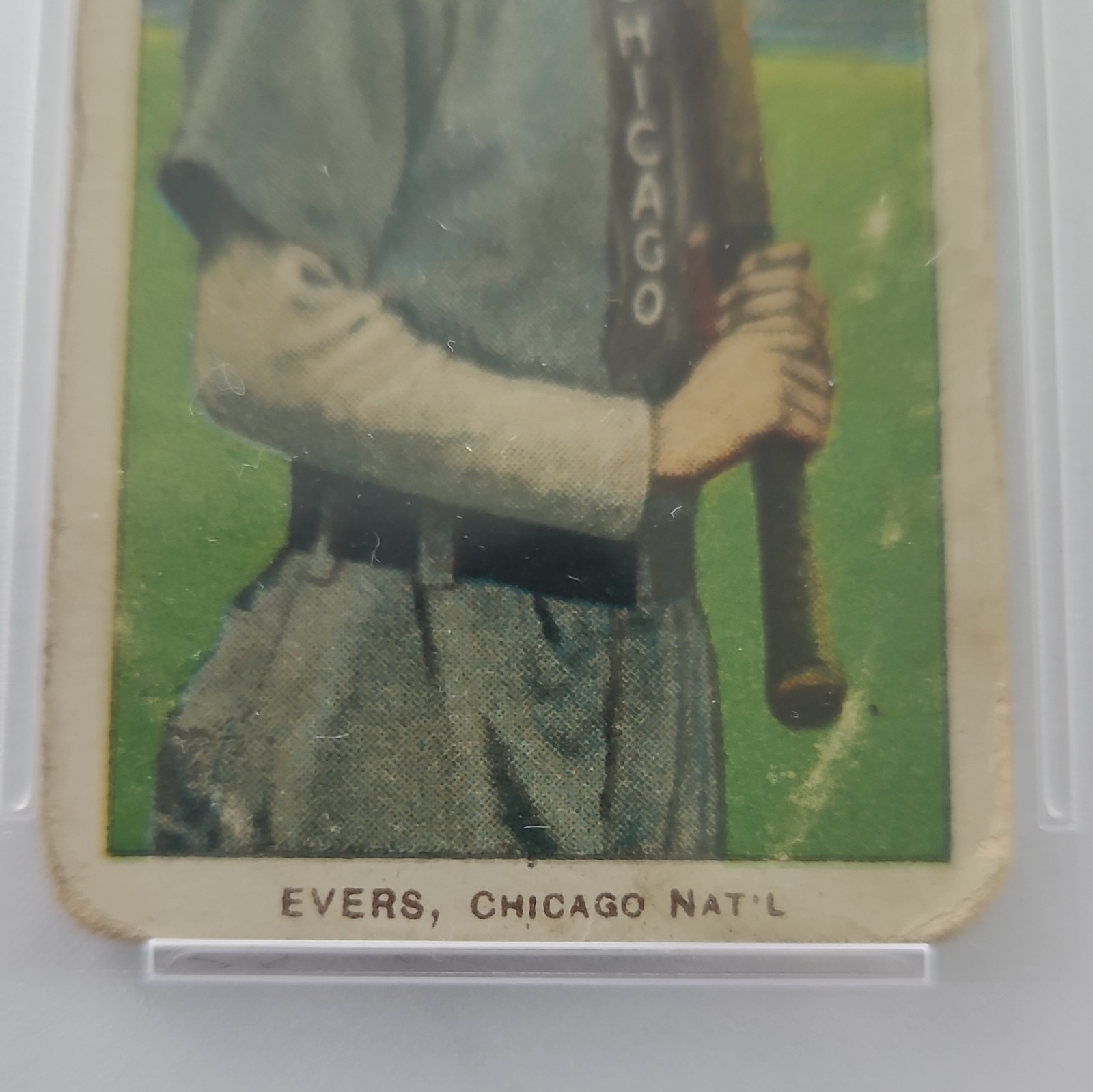 1909-11 T206 **RARE Old Mill** Johnny Evers Holding Bat Chicago Cubs PSA 1 MK