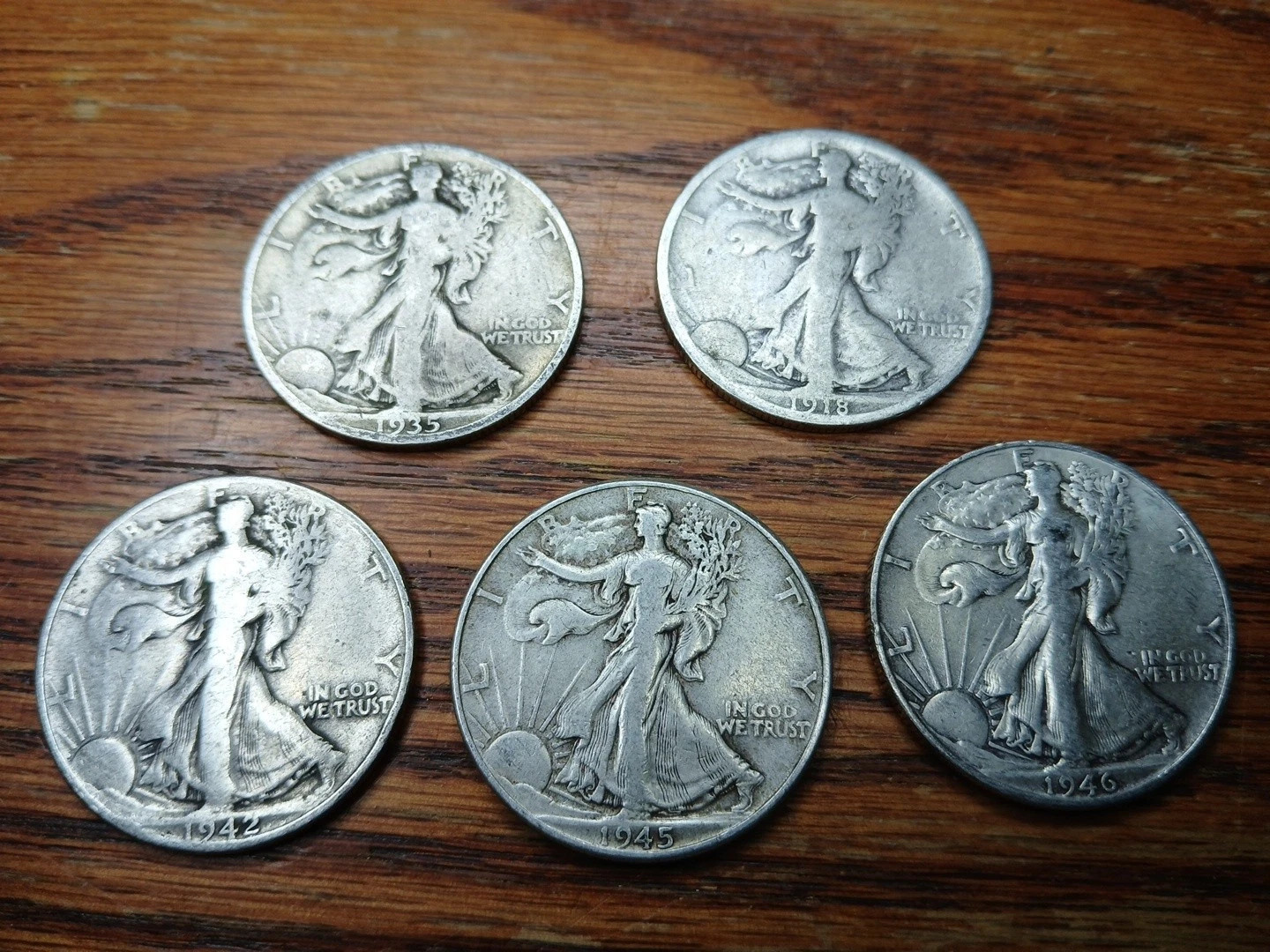 [Lot of 5] Walking Liberty Half DoIiar – 90% Siver Choose How Many Lots of 5!