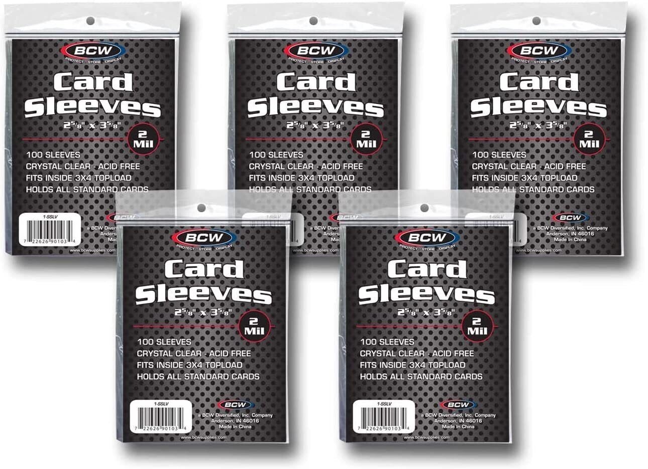 (500) BCW Crystal Clear Trading Card Sleeves 5 Packs Of 100 Sleeves Acid Free