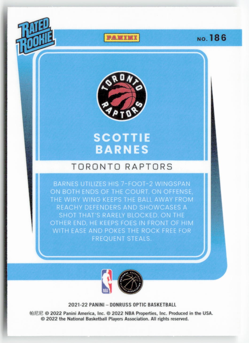 2021-22 Donruss Optic #186 Scottie Barnes