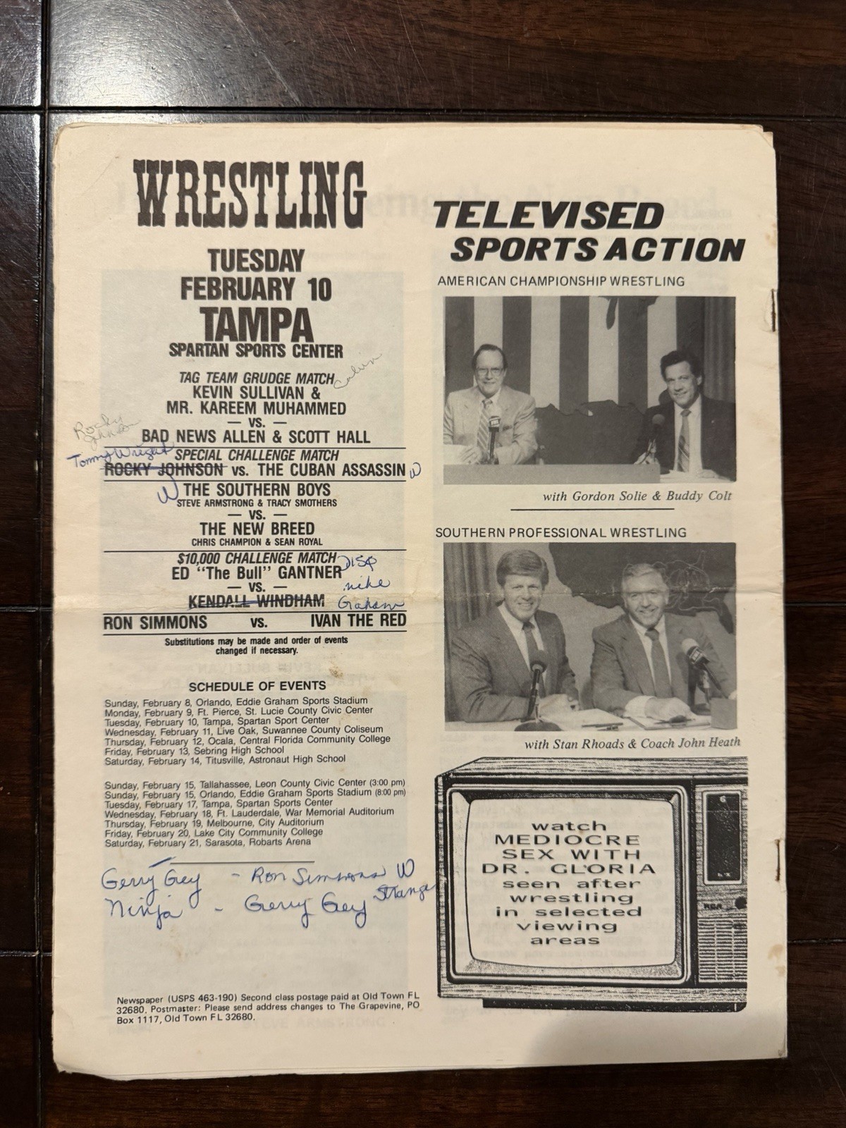 Lot of 3 VTG “The Grapevine” Florida Wrestling Programs Vol X #5-7 Scott Hall