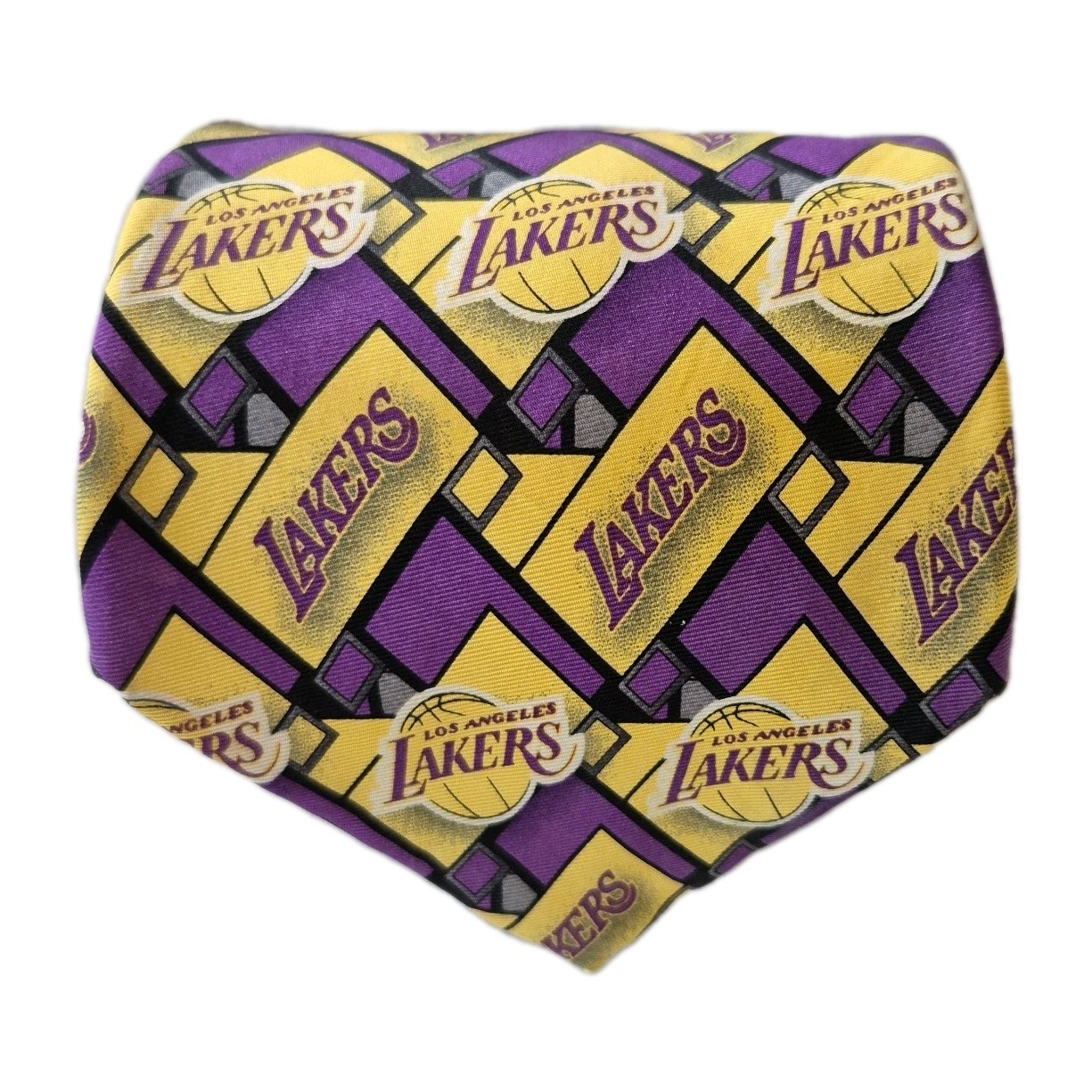 Los Angeles Lakers NBA Branded Silk Tie Purple & Gold Geometric Logo Pattern