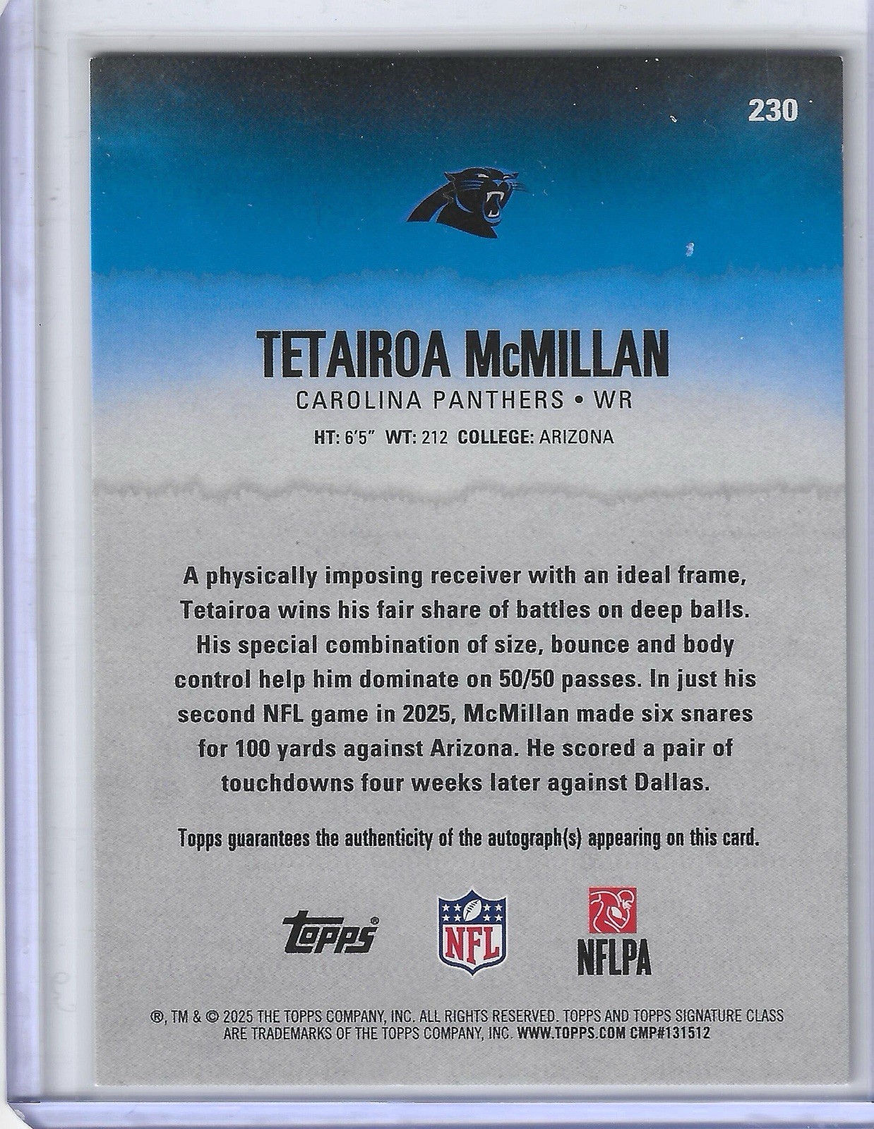 Tetairoa McMillan 2025 Topps Signature Class SP RC Orange Lava Auto 39/50 #230