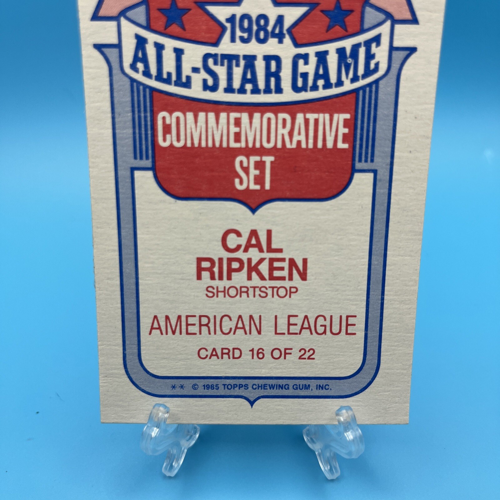 Cal Ripken, Jr 1985 Topps Commemorative Set 1984 All-Star Game #16 of 22 – HOF