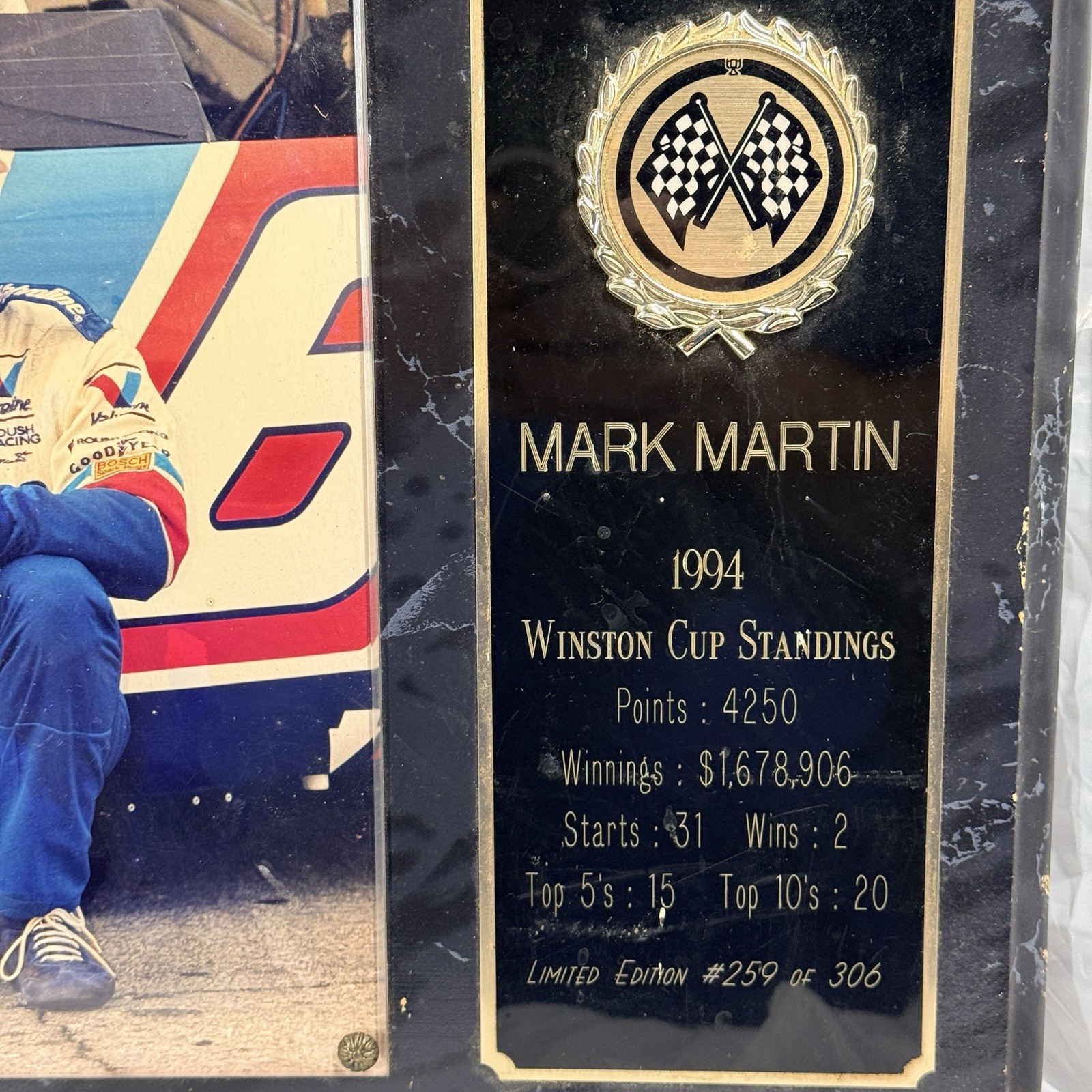 Mark Martin Signed 1994 Autographed 15 X 12 NASCAR Photo Plaque ***READ***
