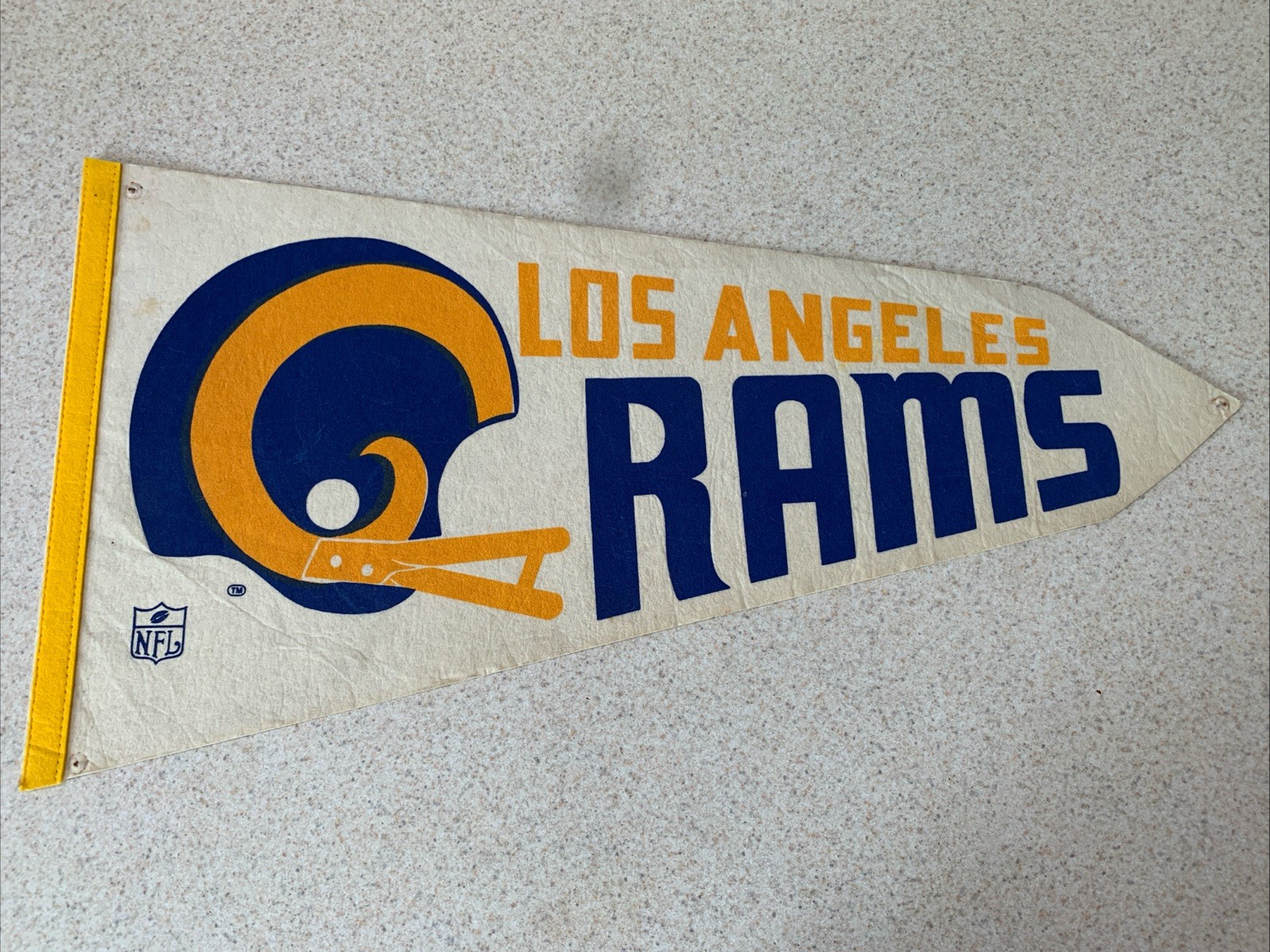 Vintage 1970’s Los Angeles Rams Pennant, Tip Cut When Bought In 80’s (see Pics)