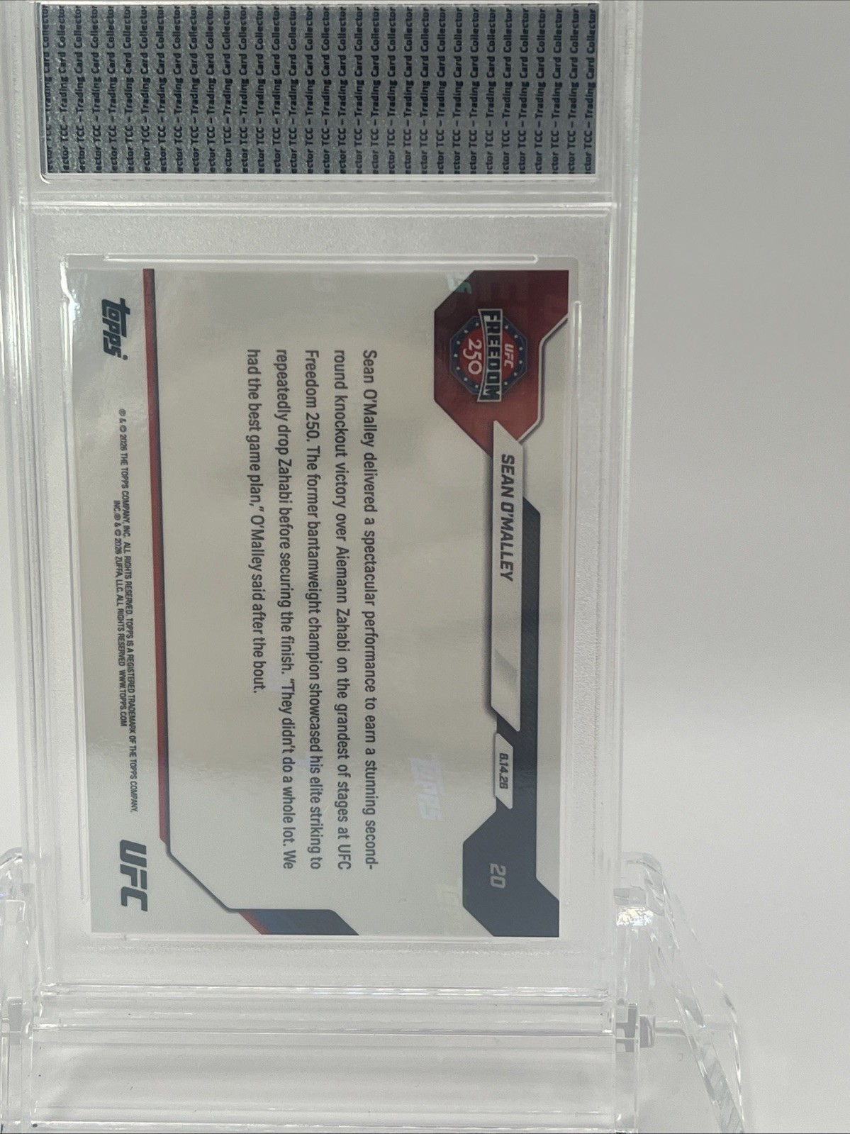 2026 Topps Now Sean O’Malley UFC Freedom 250 TCC Graded Gem Mint 10