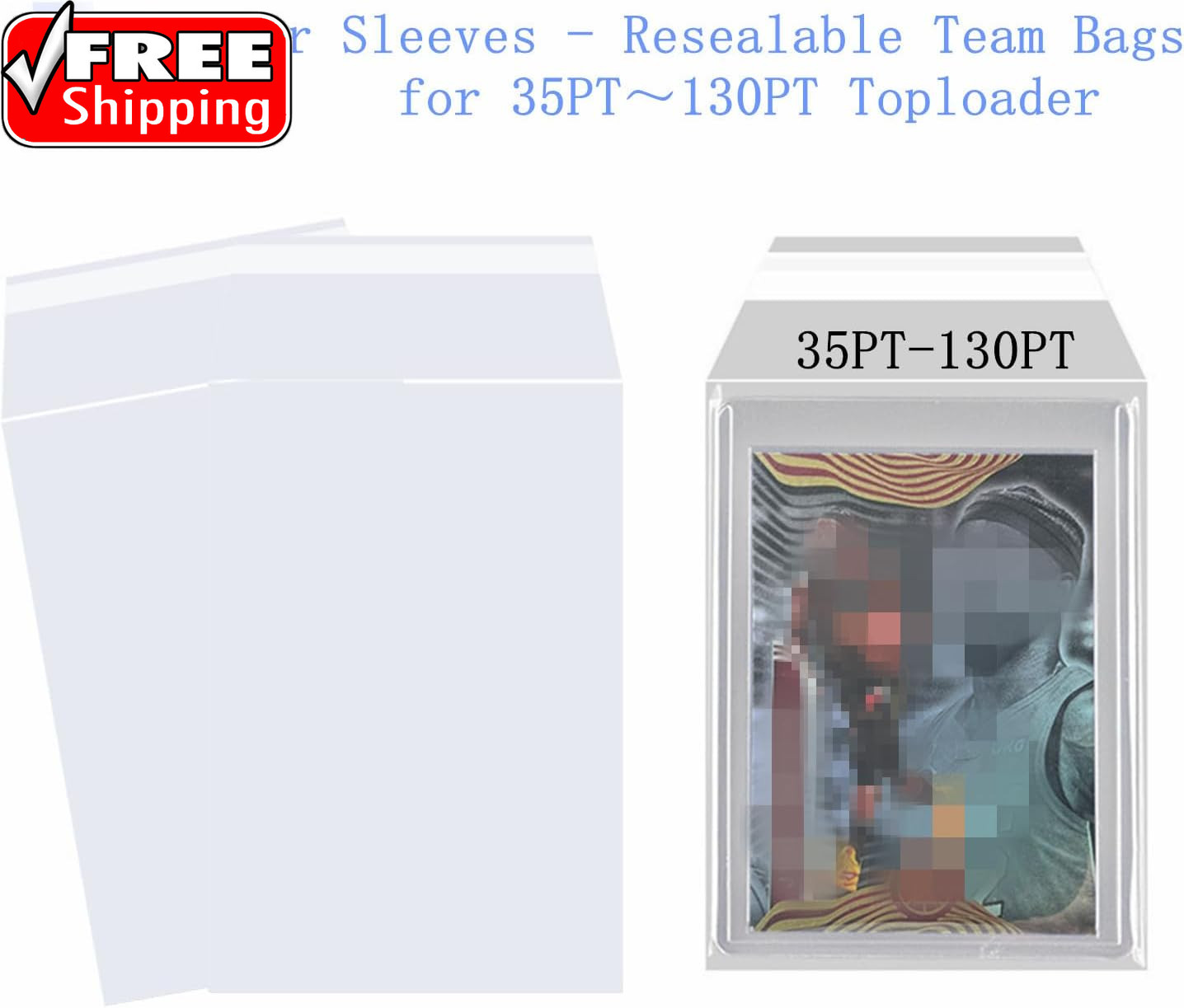 200 PCS Resealable Team Bags for Toploader Holders 35-130PT, Fit Sleeves for Top