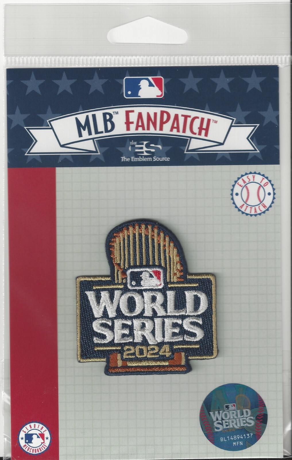 2024 MLB World Series Patch 2″ x 2 1/4″ Official Pkg NY Yankees LA Dodgers