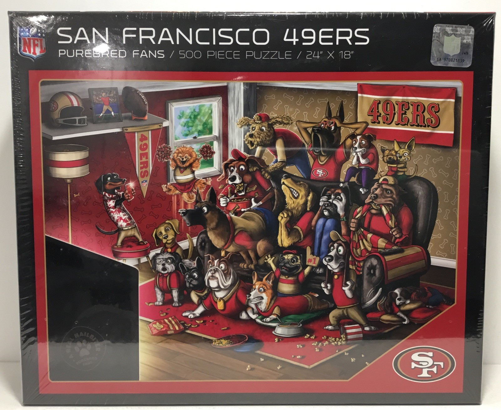 NFL San Francisco 49ers Purebred Fans Dogs Puzzle A Real Nailbiter 500 Pcs NIP