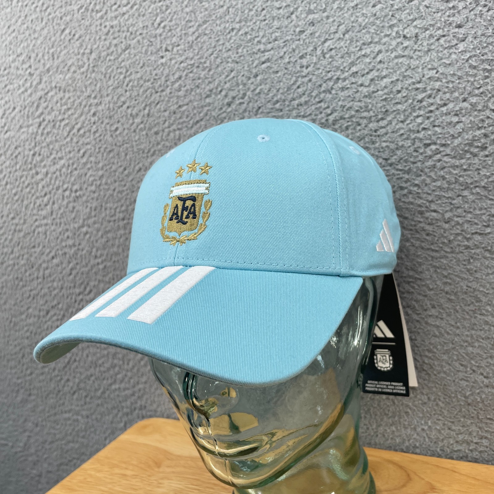Adidas Argentina National Team 26 Hat Cap Icy Blue 3 Stripes Adjustable One Size