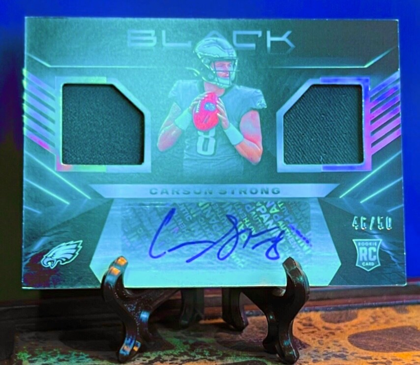 2022 PANINI BLACK 2 PATCH RPA AUTO CARSON STRONG ROOKIE #/50 RSM~CST USFL MINT