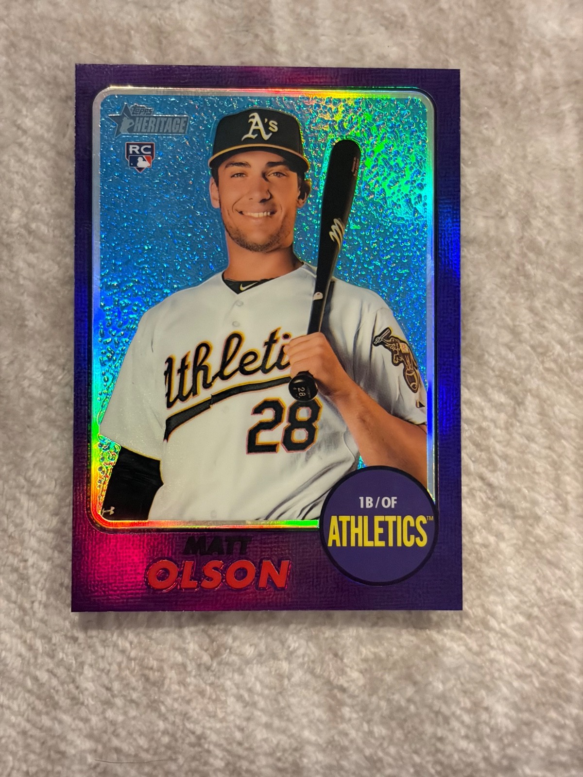 2017 TOPPS HERITAGE MATT OLSON ROOKIE PURPLE THC 681