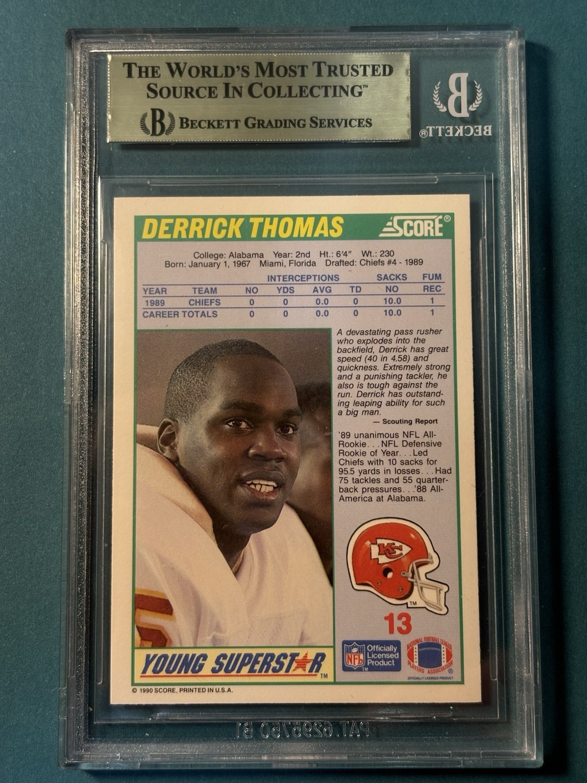 1990 Score Young Superstars #13 Derrick Thomas BGS 9.5 Gem Mint