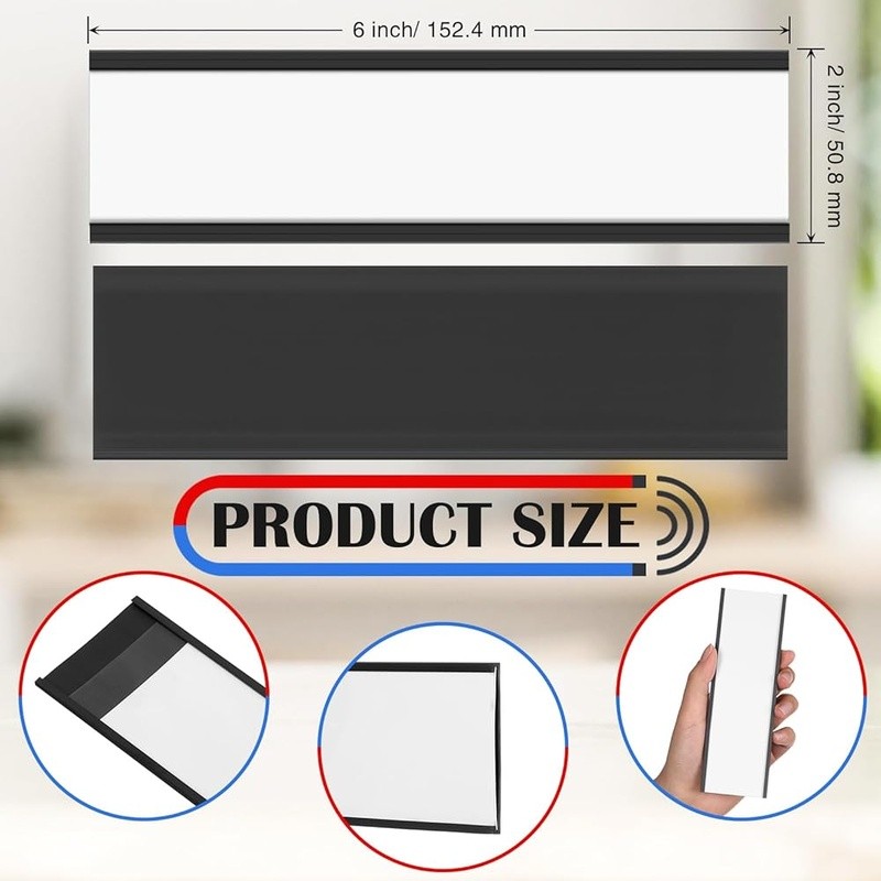 Magnetic Label Holders W/ Protective Films & Replacement Paper Organization New