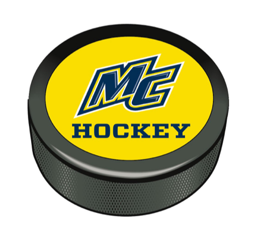 NCAA MERRIMACK COLLEGE WARRIORS Yellow front Souvenir PUCK HOCKEY EAST – #4L_#2L