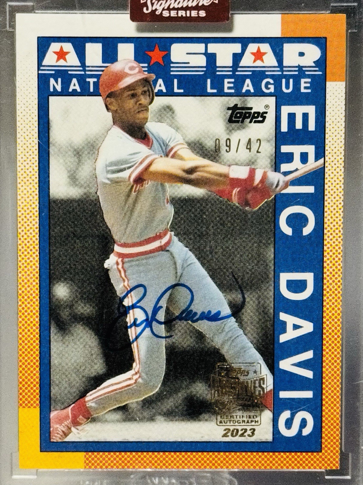 ERIC DAVIS 2023 Topps Archives Signature Series 1990 All-Star On-Card Auto /42!